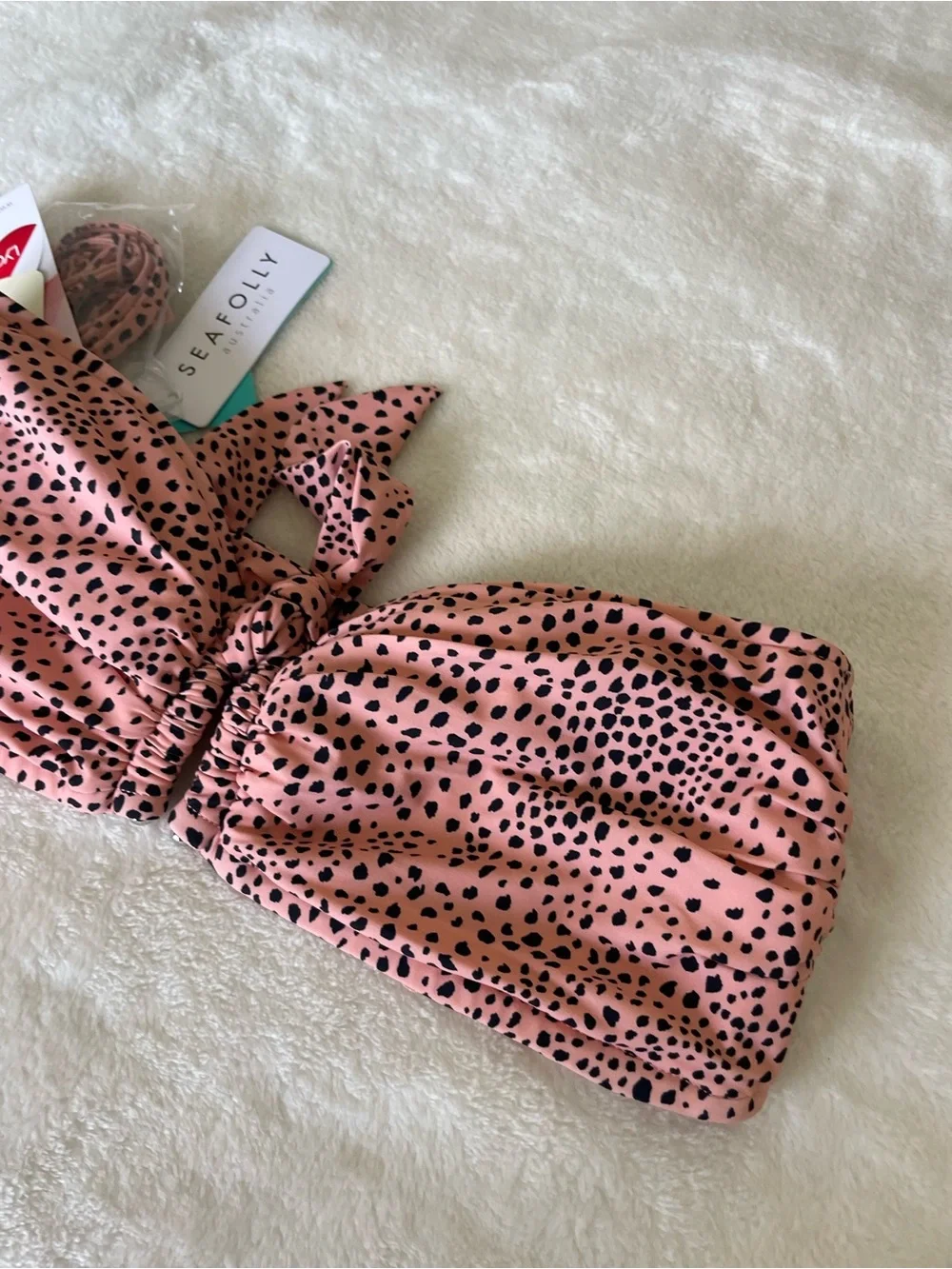 Seafolly Safari Spot in Rose Sands Bandeau Bikini Top